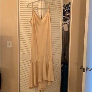 Lauren champagne silk slipdress beaded neckline 14